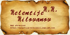 Melentije Milovanov vizit kartica